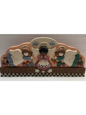 Home Interiors Kitchen Angels 1999 Vintage Wall Art Fruit Veggies Doves - EUC